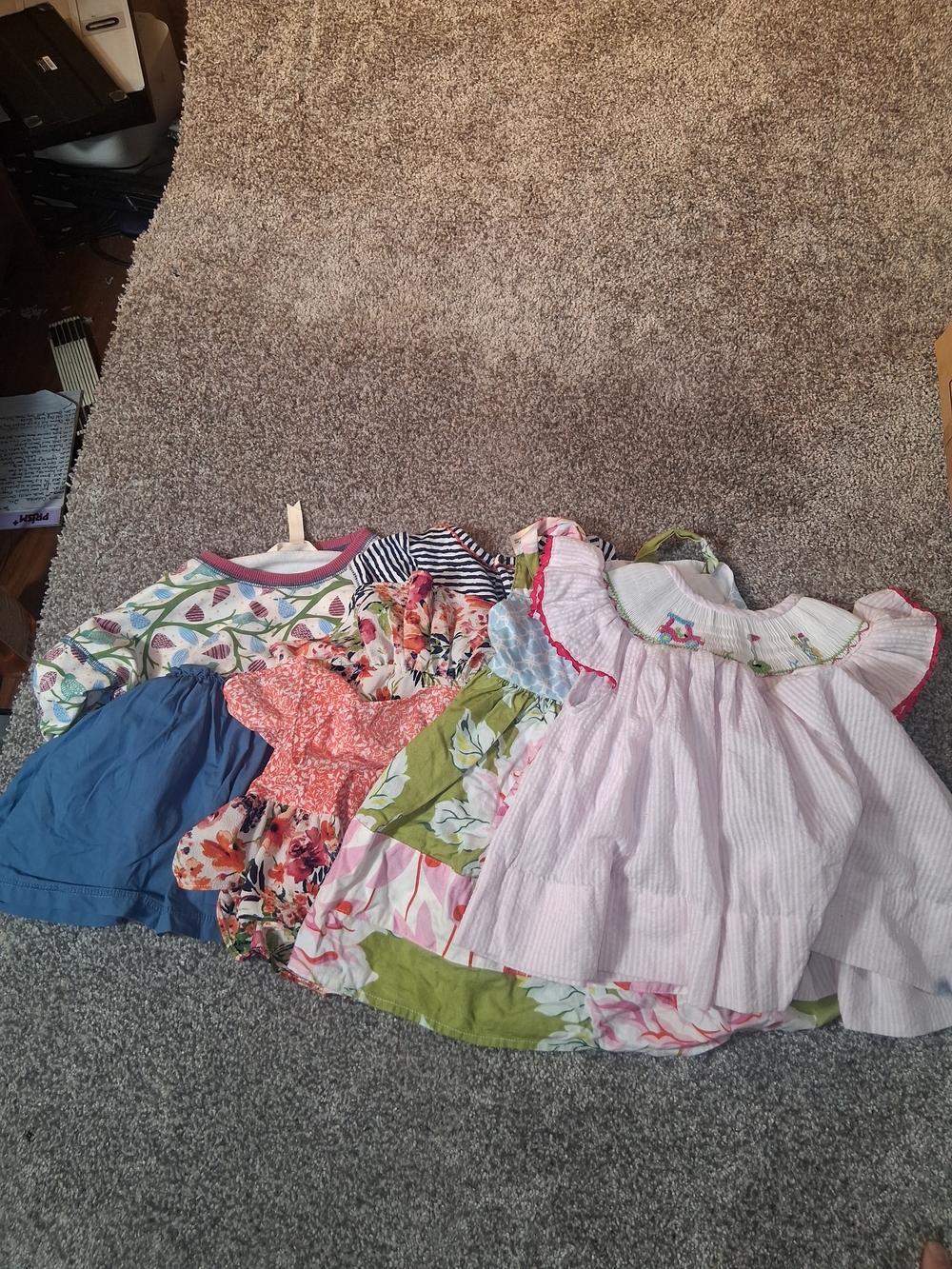 Mixed Lot Of 5 Casual Dresses - Pink, Blue, Green, Coral, Floral 2t-4t